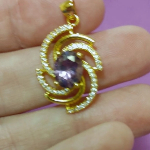 New amethyst cz 18kt gold filled pendant - Picture 9 of 9